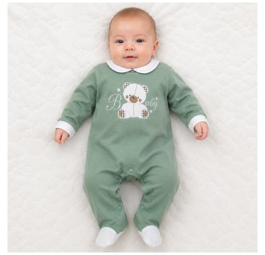Embroidered Warm Cotton Baby Sleepsuit - LJ44451VV- Les Jolies 2