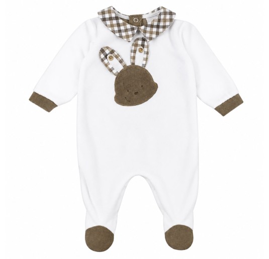 Tutina in ciniglia con coniglietto tartan - TU5170 - Le...