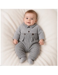 Tutina in ciniglia e tessuto tartan - C60001 - Coccode'