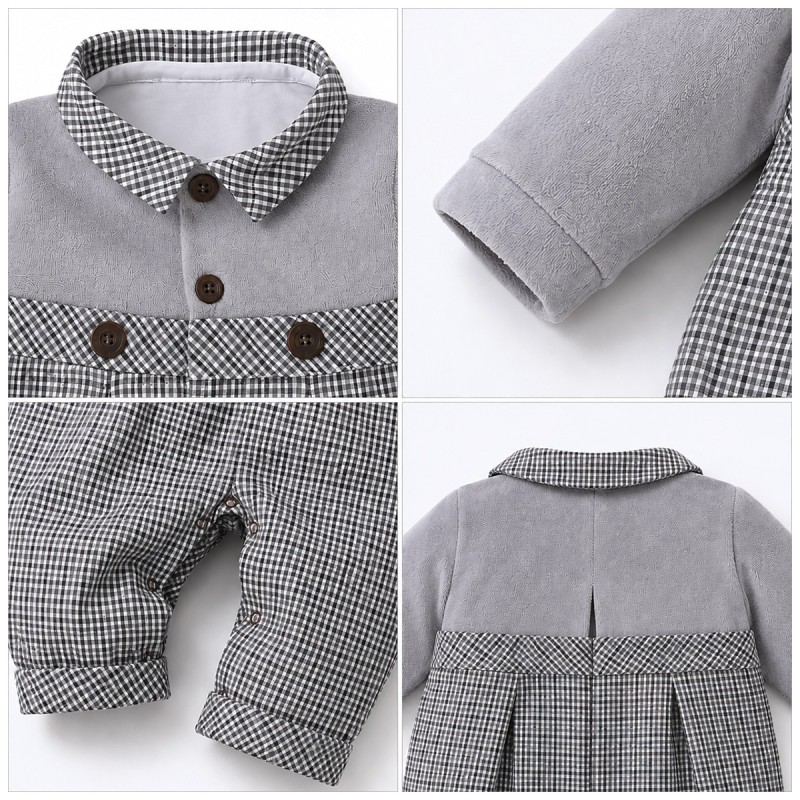 Tutina in ciniglia e tessuto tartan -...