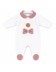 Tutina in ciniglia con cuoricino e roselline - TT402 - Teneri e Belli