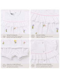 Baby girl cotton broderie anglaise outfit by Teneri e Belli with floral embroidery for spring and summer