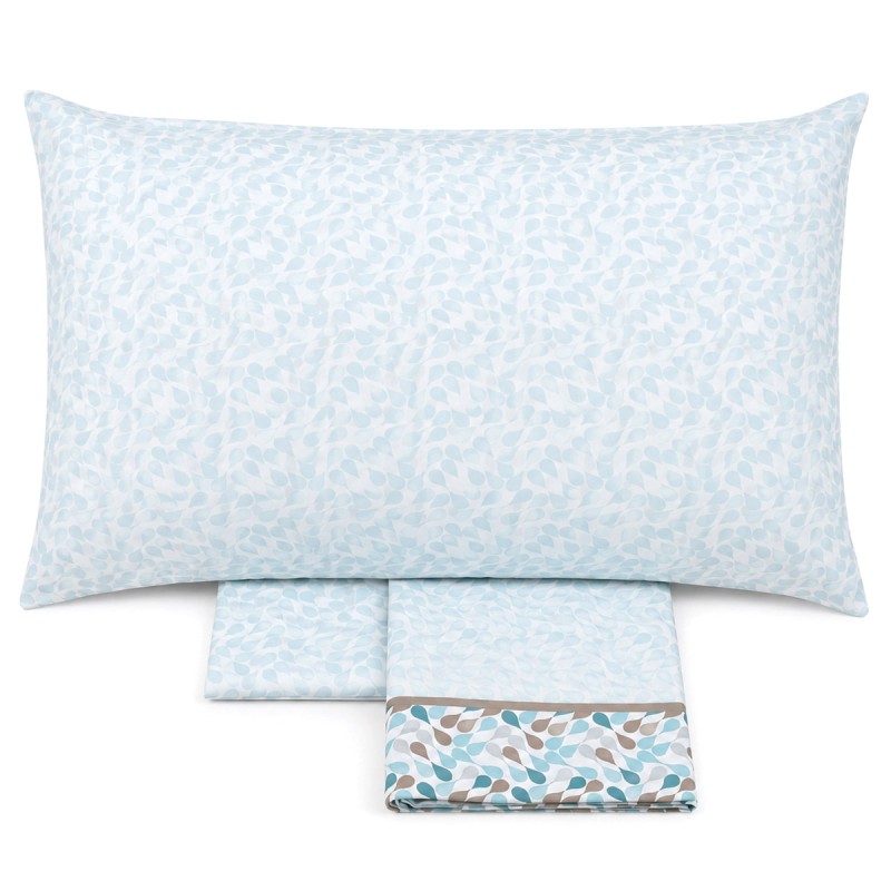 Single bed cotton sheet set Ferrara with floral pattern and matching pillowcase