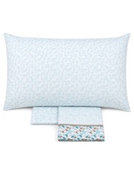 Single bed cotton sheet set Ferrara with floral pattern and matching pillowcase