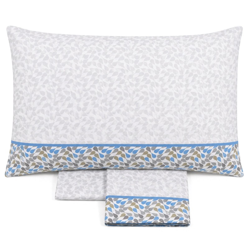 Single bed cotton sheet set Ferrara with matching fitted sheet in pure cotton
