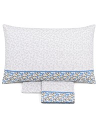 Single bed cotton sheet set Ferrara with matching fitted sheet in pure cotton