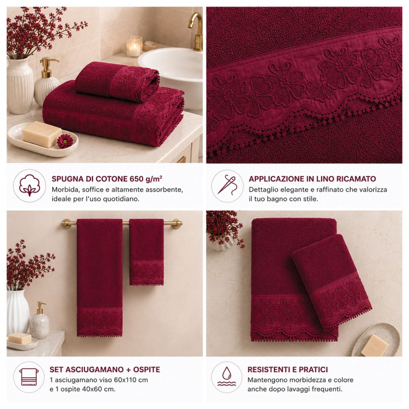 Cotton Terry Towel Set with Linen...