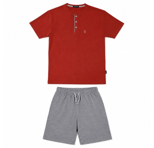 Men's Short Pajama Set in Pure Cotton - 1439 - Ambizione