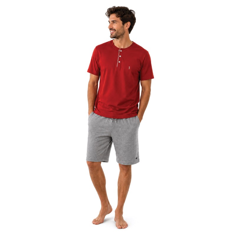 Pigiama uomo corto in puro cotone Ambizione 1439 colore ruggine