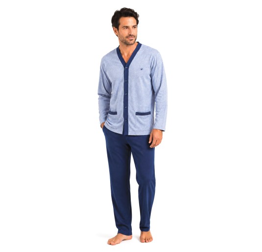 Men's open-front pure cotton MAXI pajamas Bip Bip 2