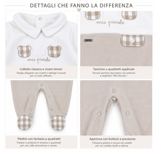 Tutina in ciniglia con orsetti Mio Piccolo TU933PA 2