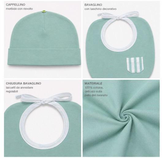 Set cappellino neonato in cotone con bavaglino Klaiadi K192BC 2
