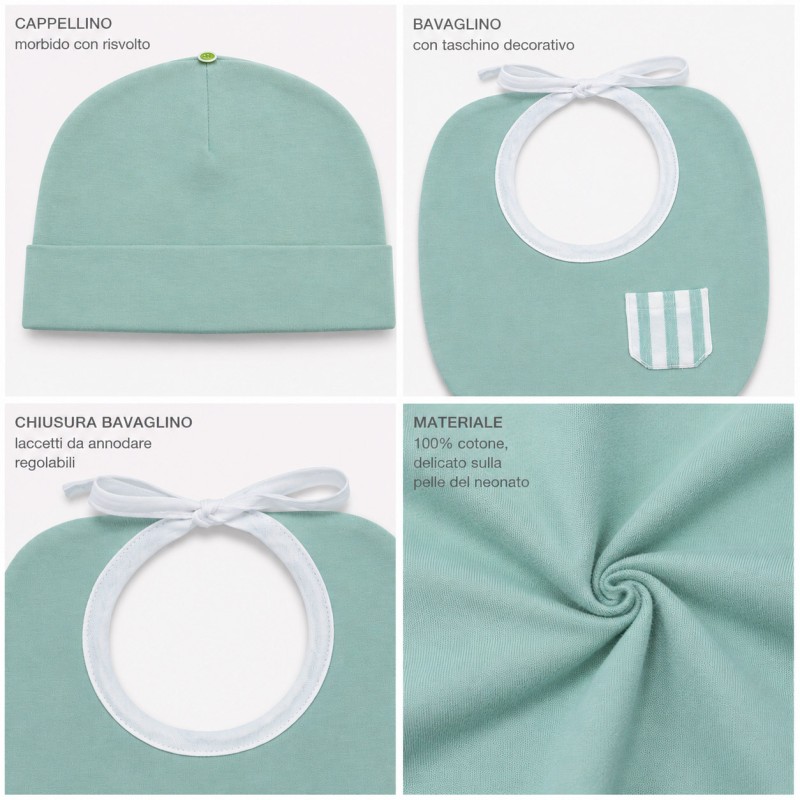 Cotton baby hat and bib set with matching bib Klaiadi