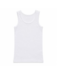 Canottiera bambina Jadea in cotone elasticizzato bianco vista frontale