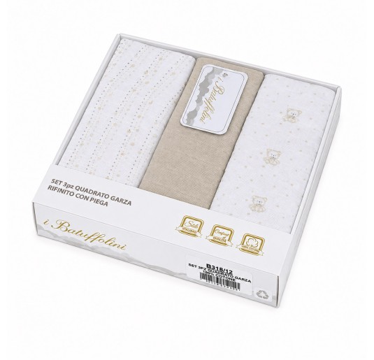 3-Pack Muslin for newborns - B31612BG - Batuffolini