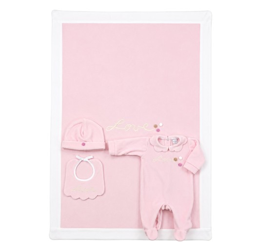 Set corredino neonata in ciniglia rosa Klaiadi K208RR