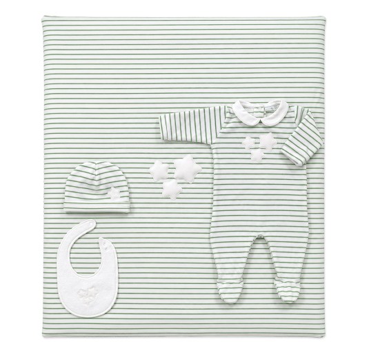 Corredino neonati prima uscita invernale Green Stars Coccode' con tutina e copertina