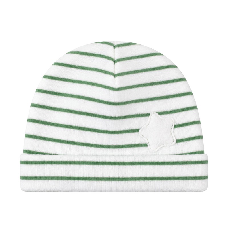 Corredino neonati prima uscita invernale in ciniglia Green Stars - Cappellino