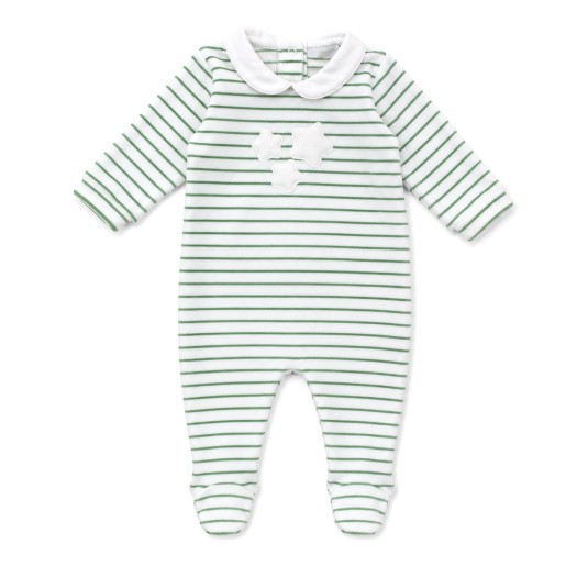 Newborn winter coming-home set Green Stars Coccode' with sleepsuit and blanket 2
