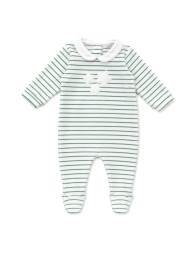 Corredino neonati prima uscita invernale in ciniglia Green Stars - Tutina