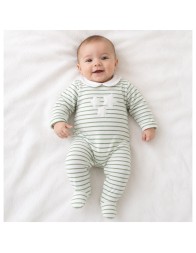 Baby sleepsuit in embroidered chenille Green Stars Coccode' with star appliqués