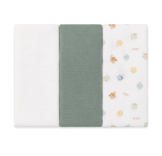 Set 3 copertine in garza di cotone biologico - C00825V - Coccode' Firenze