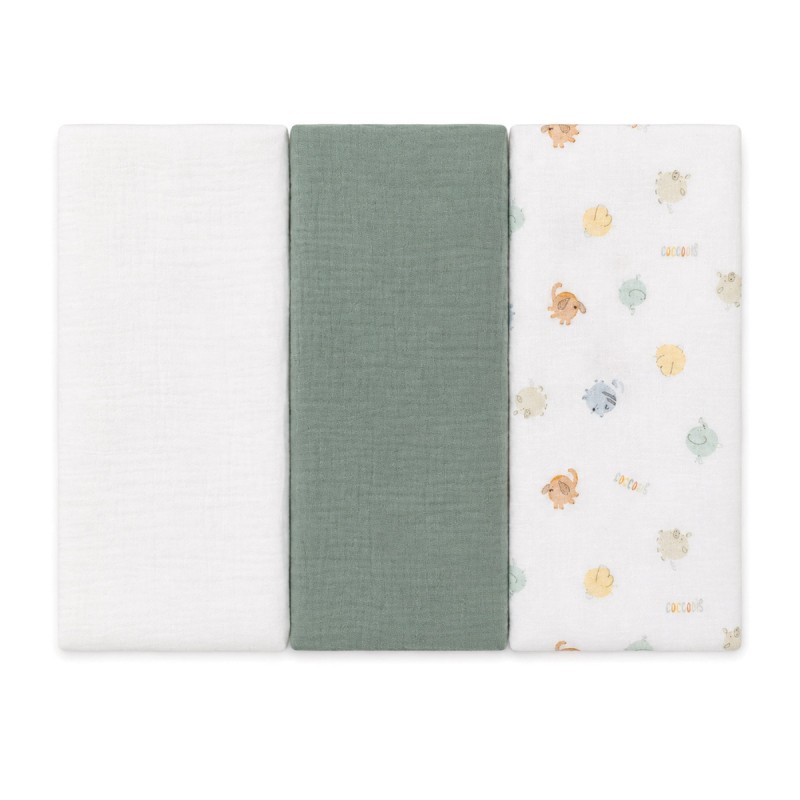 Set 3 copertine in garza di cotone biologico - C00825V - Coccode' Firenze