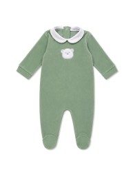 Corredino neonato prima uscita invernale Green Bear Coccode' in ciniglia - Tutina