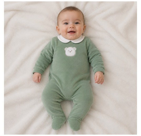Tutina in ciniglia ricamata - Green Bear - Coccode' Firenze 2