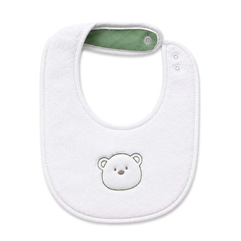 Newborn winter first outfit Green Bear Coccode' chenille layette set - Bib