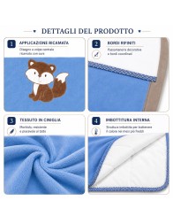 Copertina culletta in ciniglia imbottita Les Jolies blu con volpe