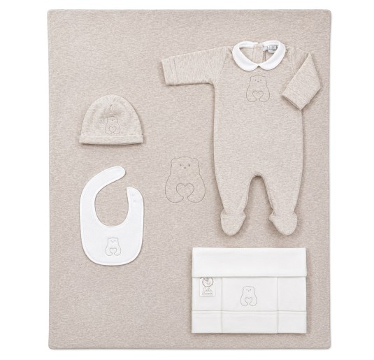 Corredino neonato Orsetto Beige Coccode' con tutina, lenzuola, copertina e accessori