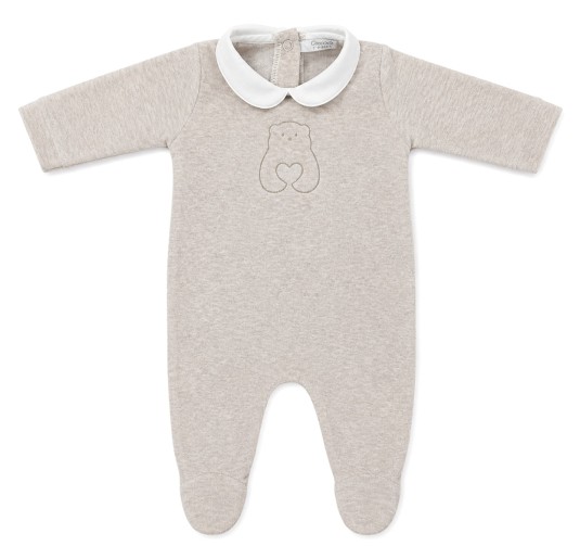 Tutina in ciniglia ricamata - Orsetto Beige - Coccode'...
