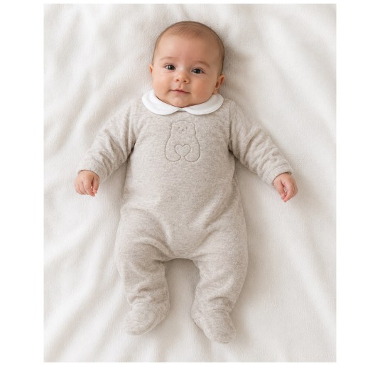 copy of Embroidered Chenille Baby Sleepsuit - Green Bear... 2