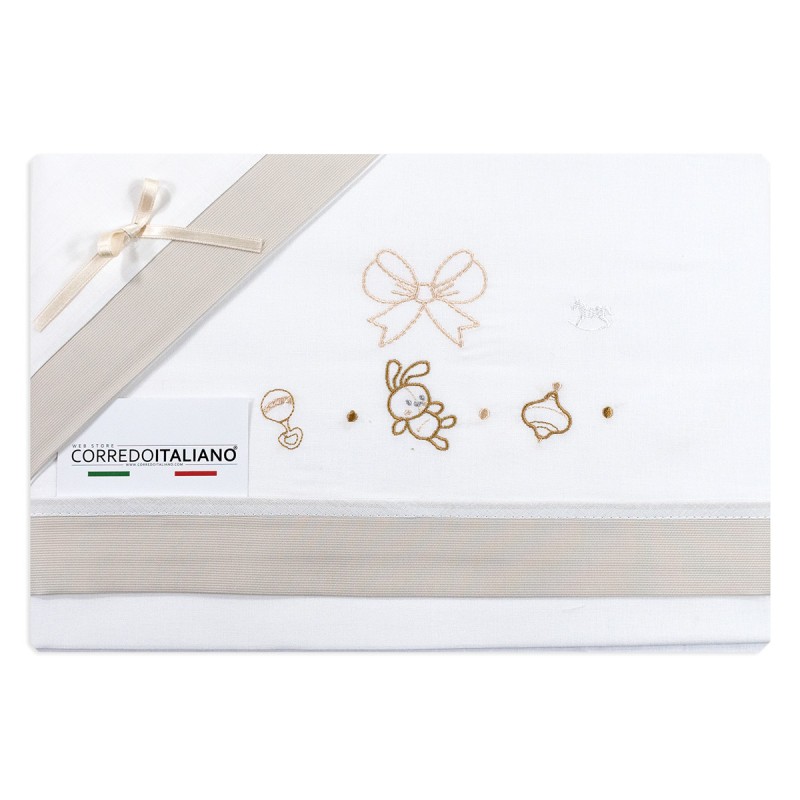 Next to Me baby sheet in embroidered cotton with bunny