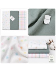 Organic cotton gauze baby blankets Coccode' in white and sage green