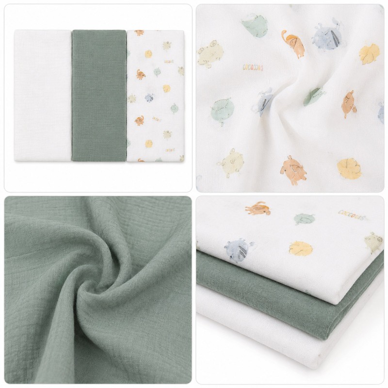 Set 3 copertine in garza di cotone biologico - C00825V - Coccode' Firenze