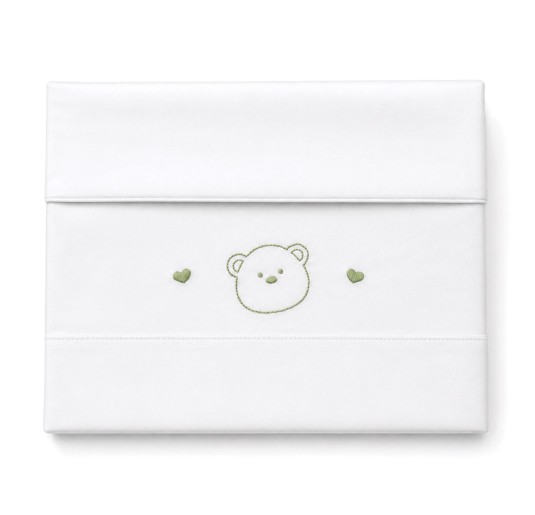 Set lenzuolino neonato Coccodè Firenze ricamato con orsetto verde salvia