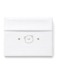 Set lenzuolino neonato Coccodè Firenze ricamato con orsetto verde salvia