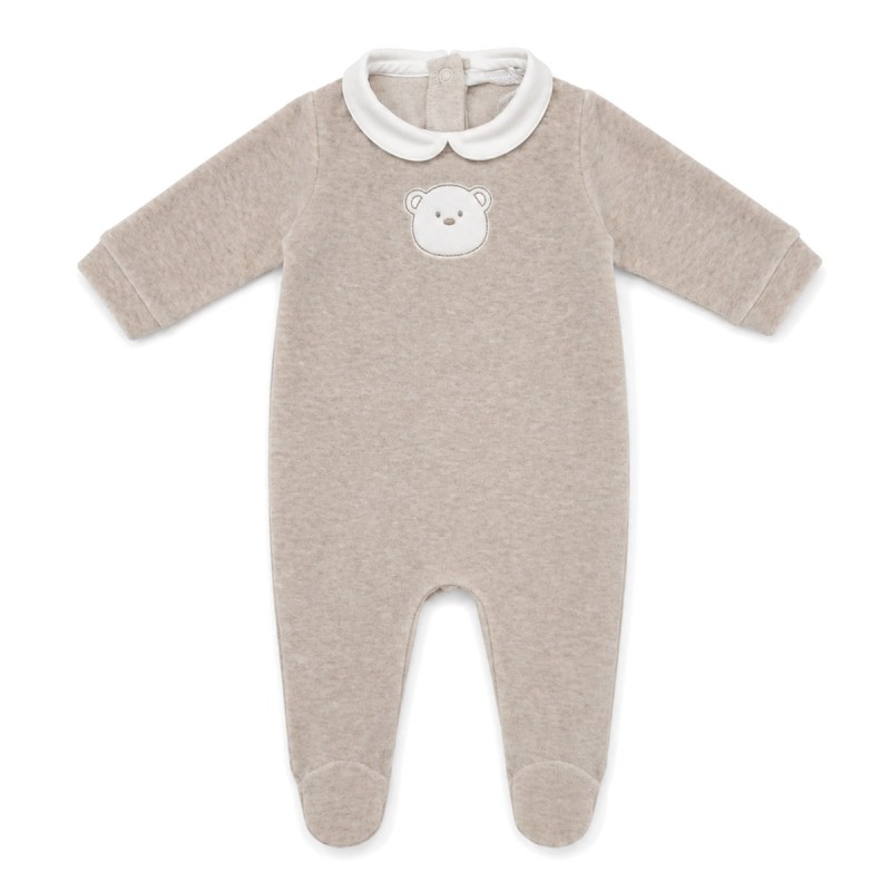 Winter newborn outfit set Taupe Bear Coccodè with sleepsuit and blanket