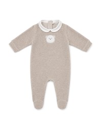 Corredino neonato invernale taupe melange con cappellino e bavaglino