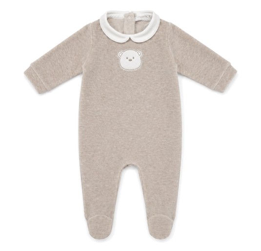 Tutina in ciniglia ricamata - Taupe Bear - Coccode' Firenze