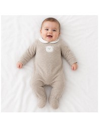 Tutina in ciniglia ricamata - Taupe Bear - Coccode' Firenze