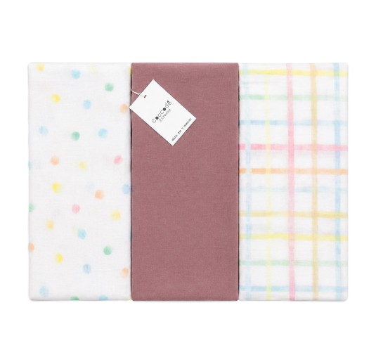 Copertine neonato in garza di cotone biologico Coccode' Firenze, set da 3 pezzi 75x75 cm