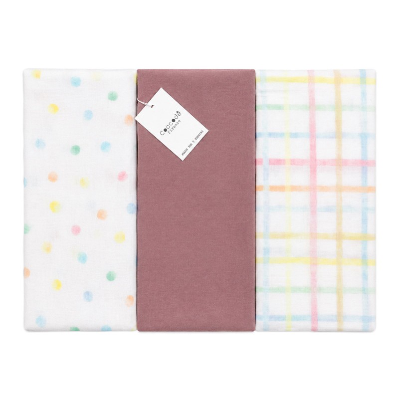 Copertine neonato in garza di cotone biologico Coccode' Firenze, set da 3 pezzi 75x75 cm