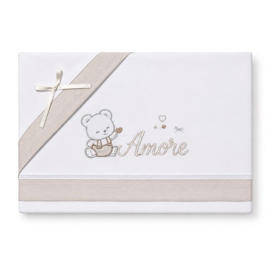 Embroidered Baby Cot Sheet Set - "Teddy Bear and Amore" -... 2