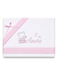 Embroidered Baby Cot Sheet Set - "Teddy Bear and Amore" - Mio Piccolo