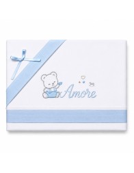 Embroidered Baby Cot Sheet Set - "Teddy Bear and Amore" - Mio Piccolo