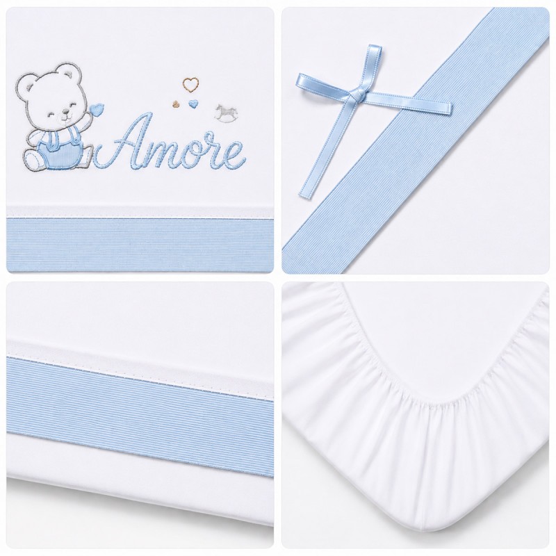 Embroidered Baby Cot Sheet Set -...
