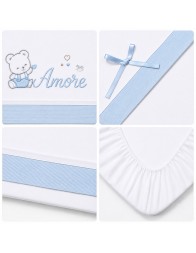 Embroidered Baby Cot Sheet Set - "Teddy Bear and Amore" - Mio Piccolo